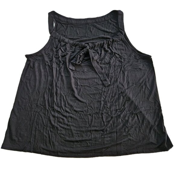 J Jill Wearever Tank Top Womens L Black Back Tie Back Goth Cottage Summer City - Picture 13 of 13
